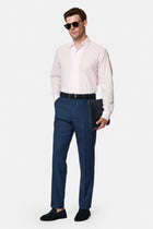 Orta Lacivert 7 Drop Slim Fit Dar Kesim Yünlü Klasik Kumaş Pantolon