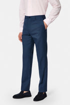 Orta Lacivert 7 Drop Slim Fit Dar Kesim Yünlü Klasik Kumaş Pantolon