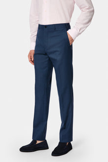Orta Lacivert 7 Drop Slim Fit Dar Kesim Yünlü Klasik Kumaş Pantolon
