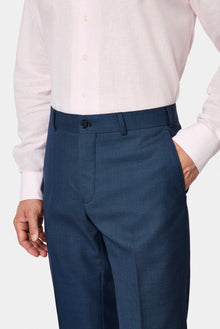 Orta Lacivert 7 Drop Slim Fit Dar Kesim Yünlü Klasik Kumaş Pantolon
