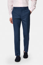 Orta Lacivert 7 Drop Slim Fit Dar Kesim Yünlü Klasik Kumaş Pantolon