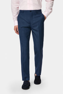 Orta Lacivert 7 Drop Slim Fit Dar Kesim Yünlü Klasik Kumaş Pantolon