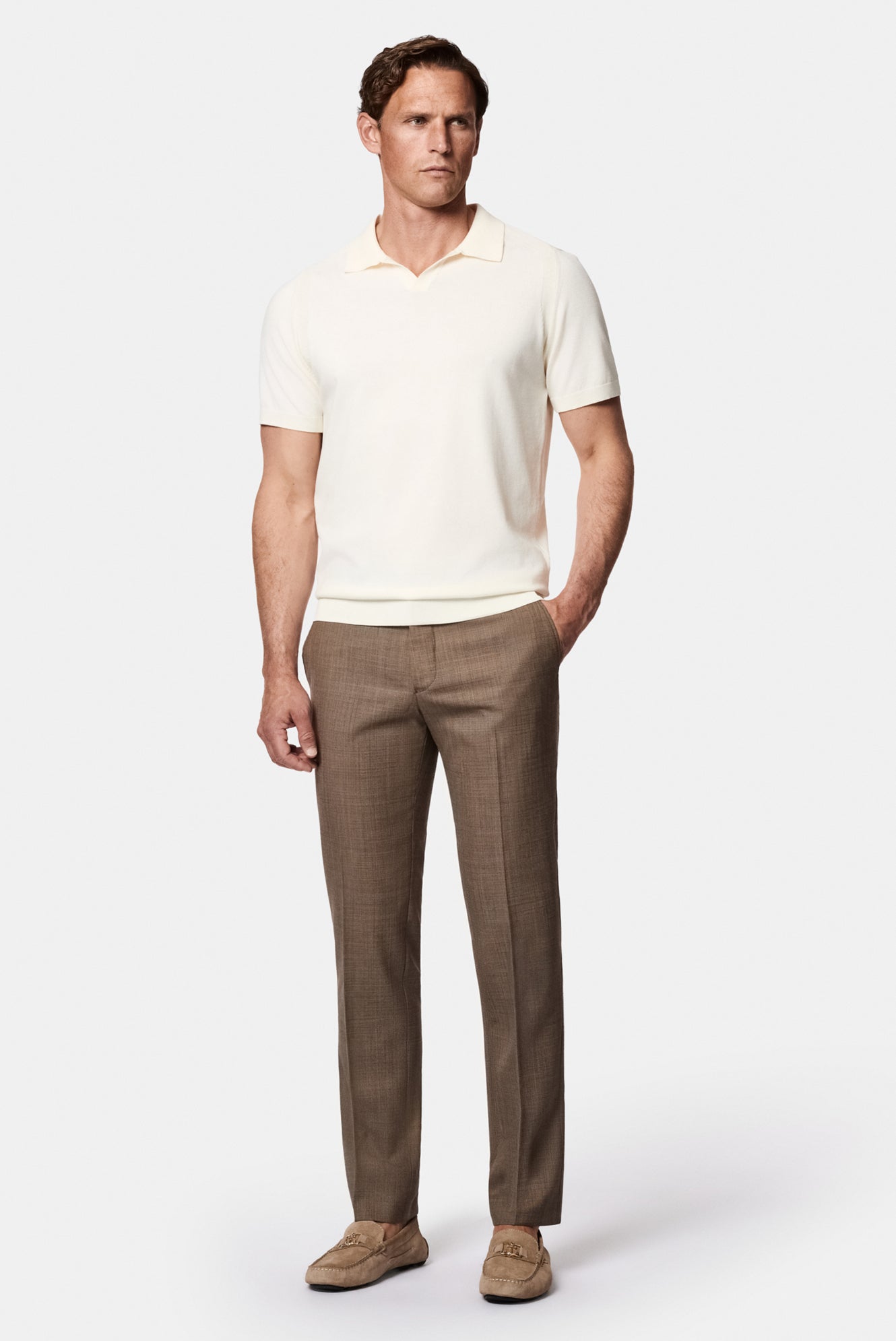 Koyu Vizon 7 Drop Slim Fit Dar Kesim Yünlü Klasik Kumaş Pantolon