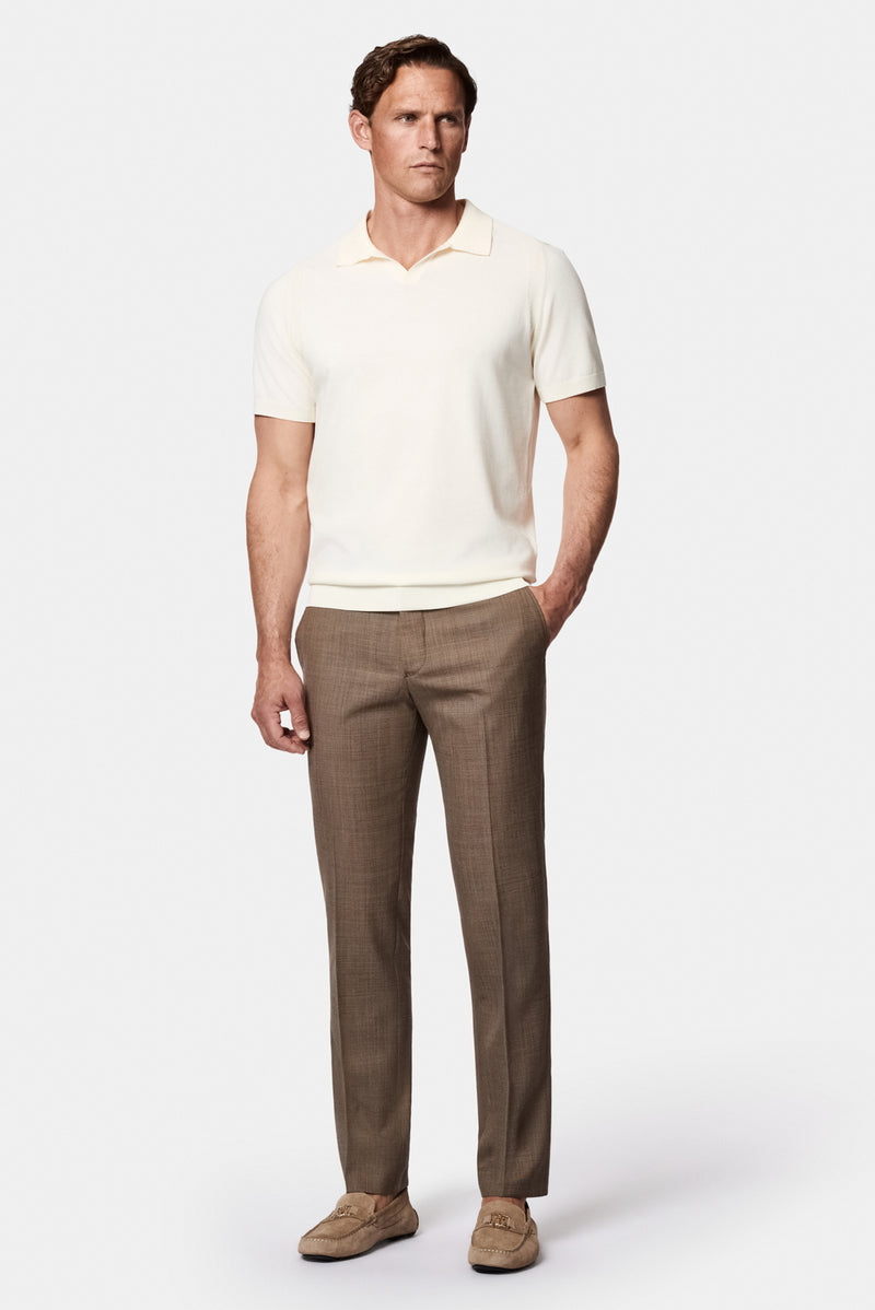 Koyu Vizon 7 Drop Slim Fit Dar Kesim Yünlü Klasik Kumaş Pantolon