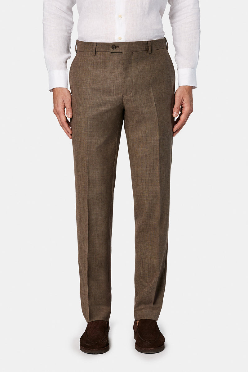 Koyu Vizon 7 Drop Slim Fit Dar Kesim Yünlü Klasik Kuma? Pantolon-Abdullah Ki??l?