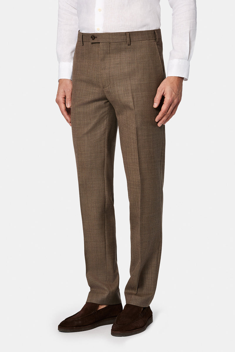 Koyu Vizon 7 Drop Slim Fit Dar Kesim Yünlü Klasik Kuma? Pantolon-Abdullah Ki??l?