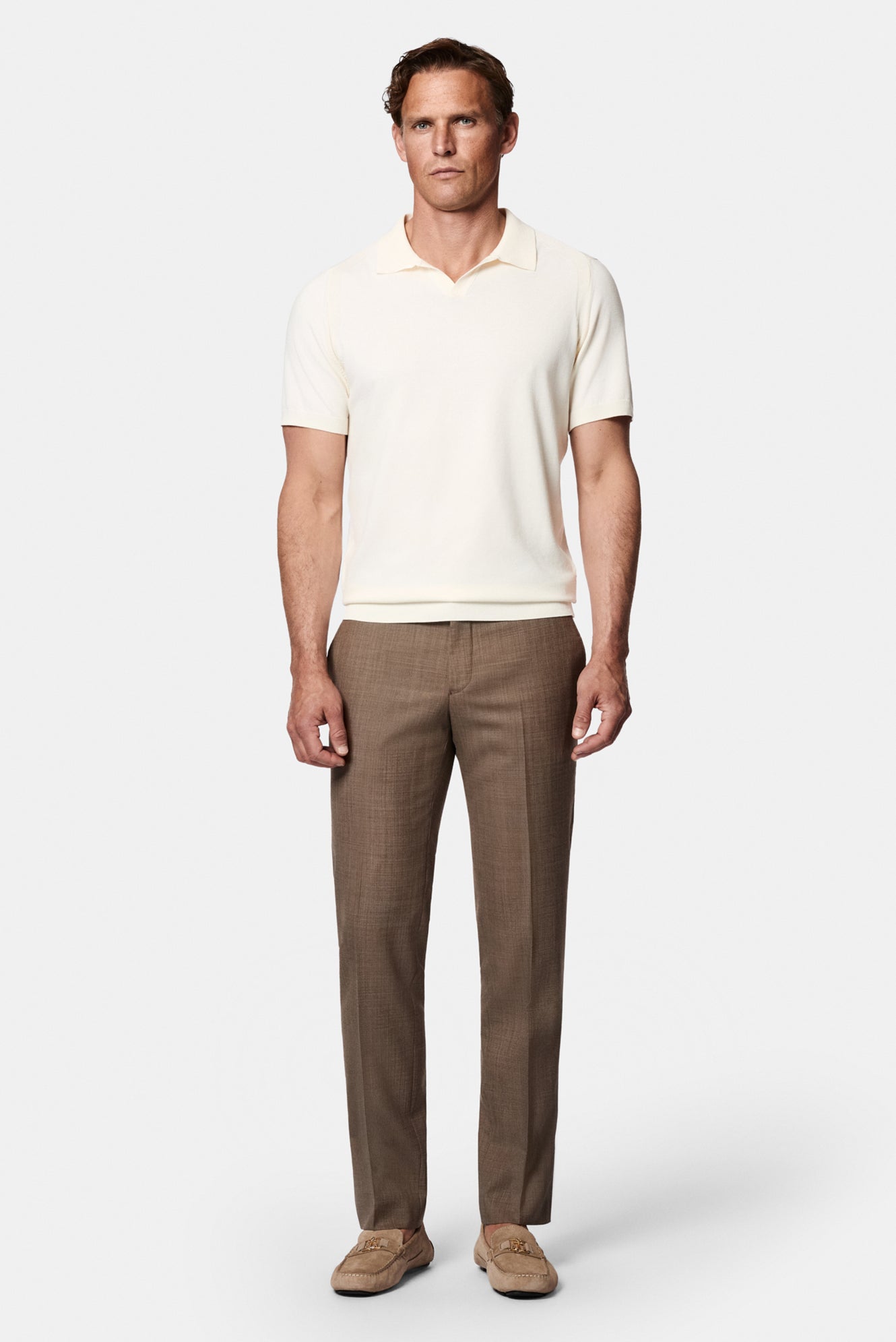 Koyu Vizon 7 Drop Slim Fit Dar Kesim Yünlü Klasik Kumaş Pantolon