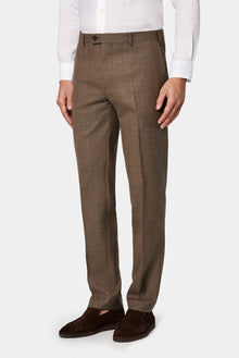 Koyu Vizon 7 Drop Slim Fit Dar Kesim Yünlü Klasik Kuma? Pantolon-Abdullah Ki??l?