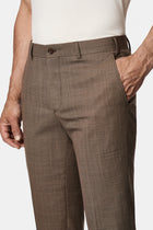 Koyu Vizon 7 Drop Slim Fit Dar Kesim Yünlü Klasik Kumaş Pantolon