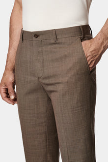Koyu Vizon 7 Drop Slim Fit Dar Kesim Yünlü Klasik Kumaş Pantolon