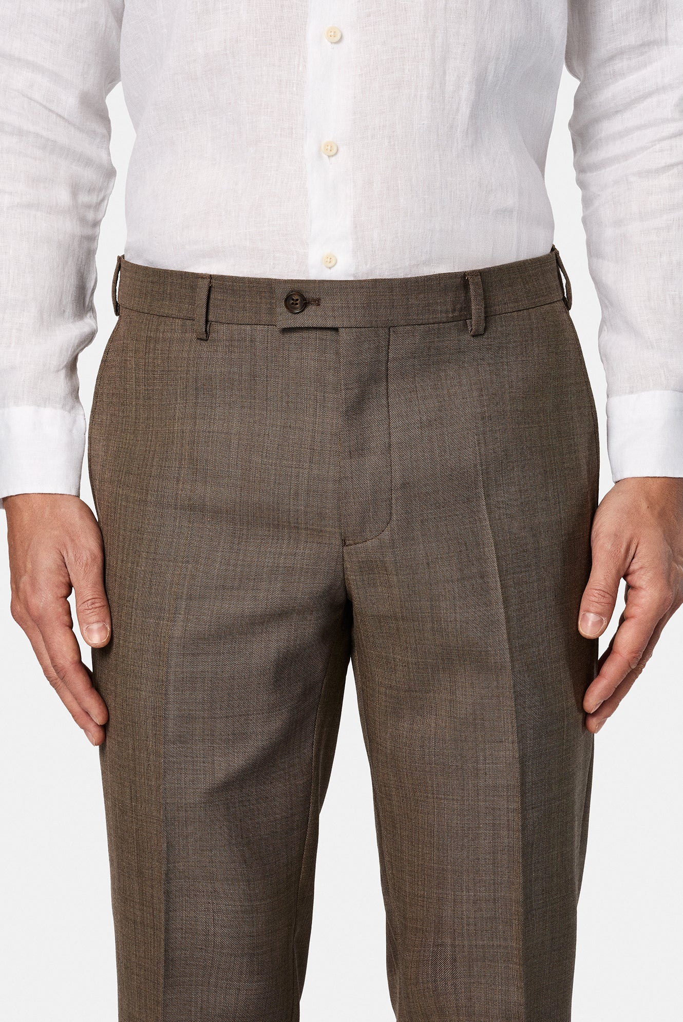 Koyu Vizon 7 Drop Slim Fit Dar Kesim Yünlü Klasik Kuma? Pantolon-Abdullah Ki??l?