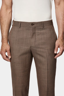 Koyu Vizon 7 Drop Slim Fit Dar Kesim Yünlü Klasik Kumaş Pantolon