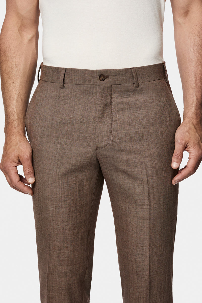 Koyu Vizon 7 Drop Slim Fit Dar Kesim Yünlü Klasik Kumaş Pantolon