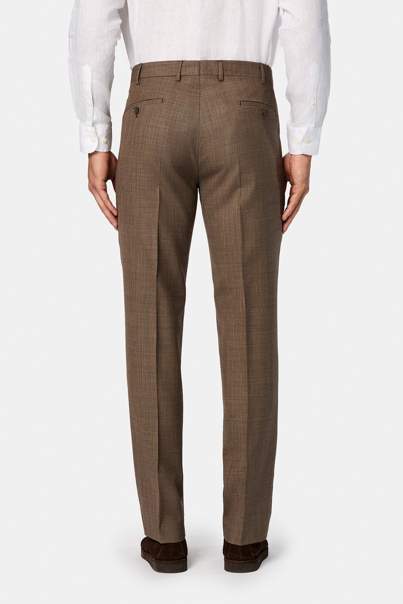 Koyu Vizon 7 Drop Slim Fit Dar Kesim Yünlü Klasik Kumaş Pantolon