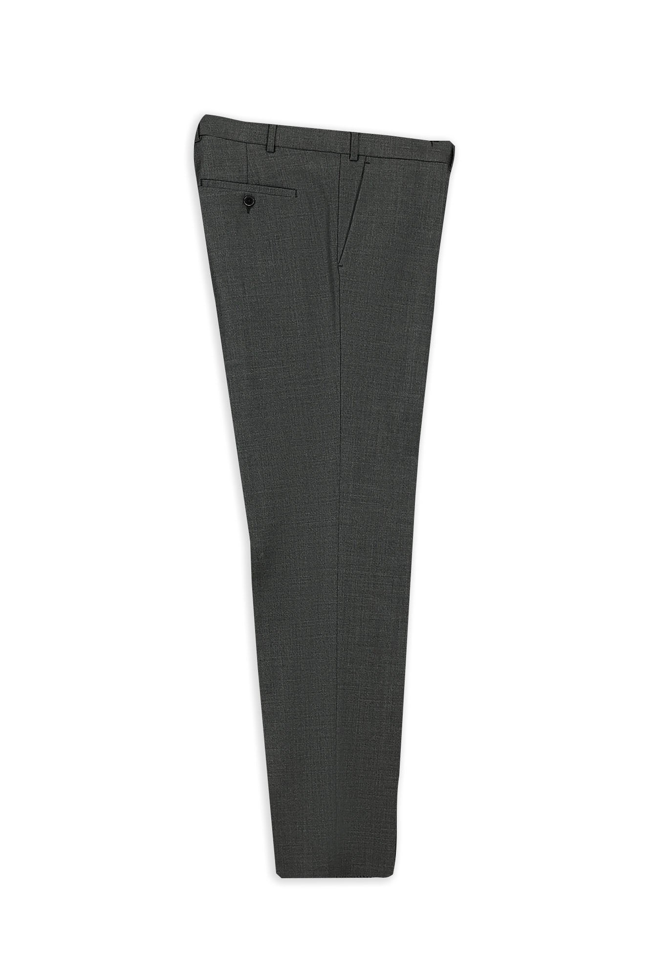 Koyu Füme 7 Drop Slim Fit Dar Kesim Yünlü Yandan Cepli Klasik Kuma? Pantolon-Abdullah Ki??l?