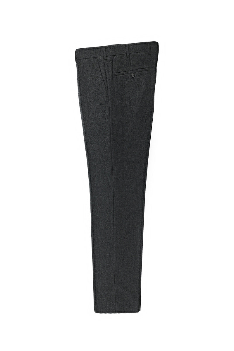 Koyu Füme Slim Fit Dar Kesim Yünlü Kaşmirli Flanel Klasik Kumaş Pantolon