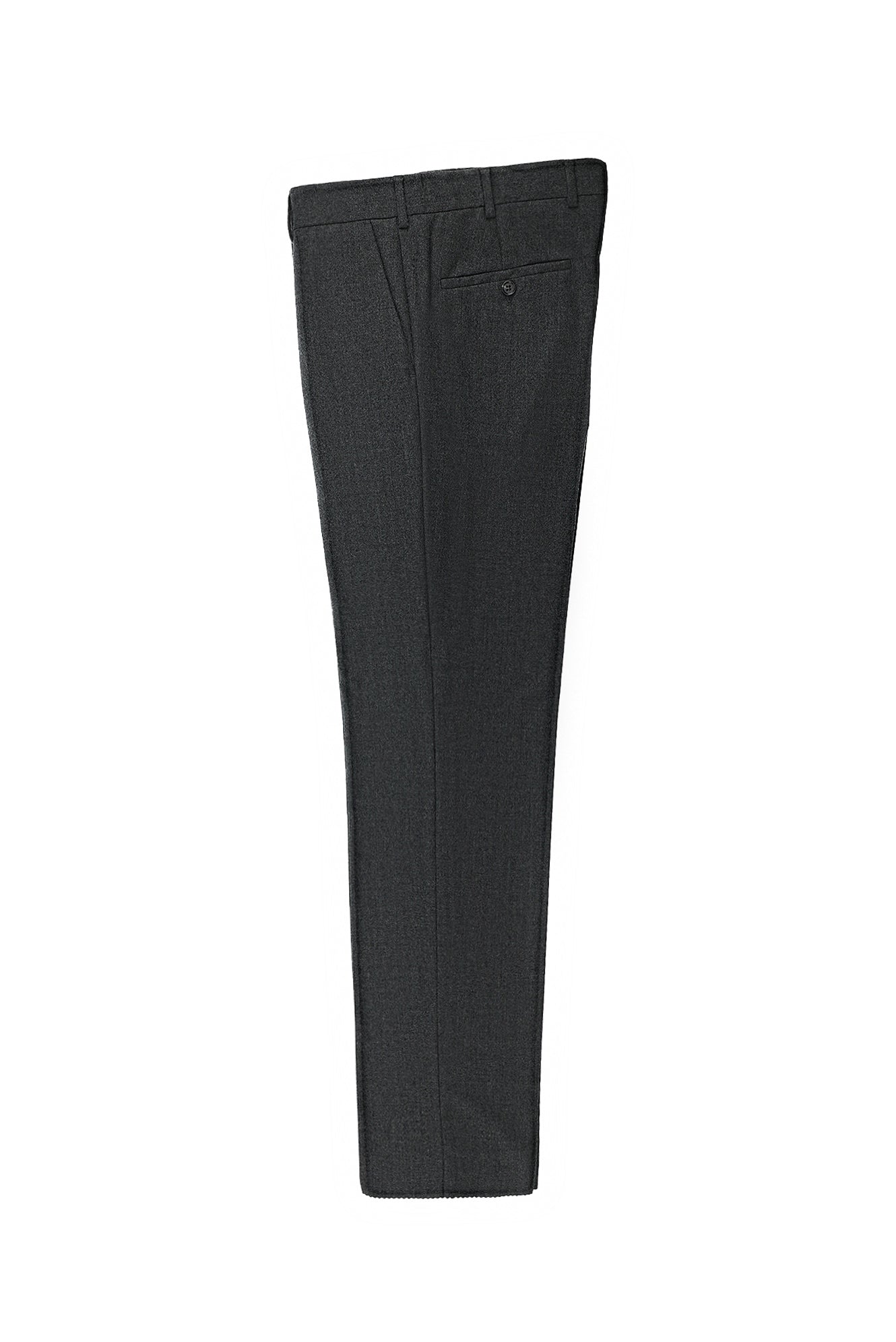 Koyu Füme Slim Fit Dar Kesim Yünlü Kaşmirli Flanel Klasik Kumaş Pantolon