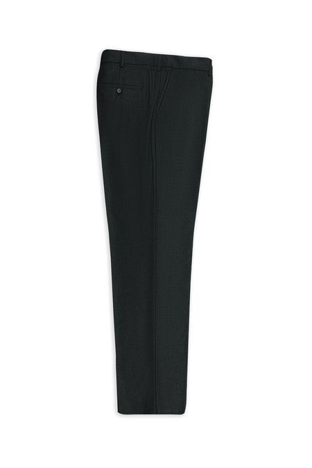 Koyu Haki Regular Fit Yünlü Kaşmirli Flanel Klasik Kumaş Pantolon