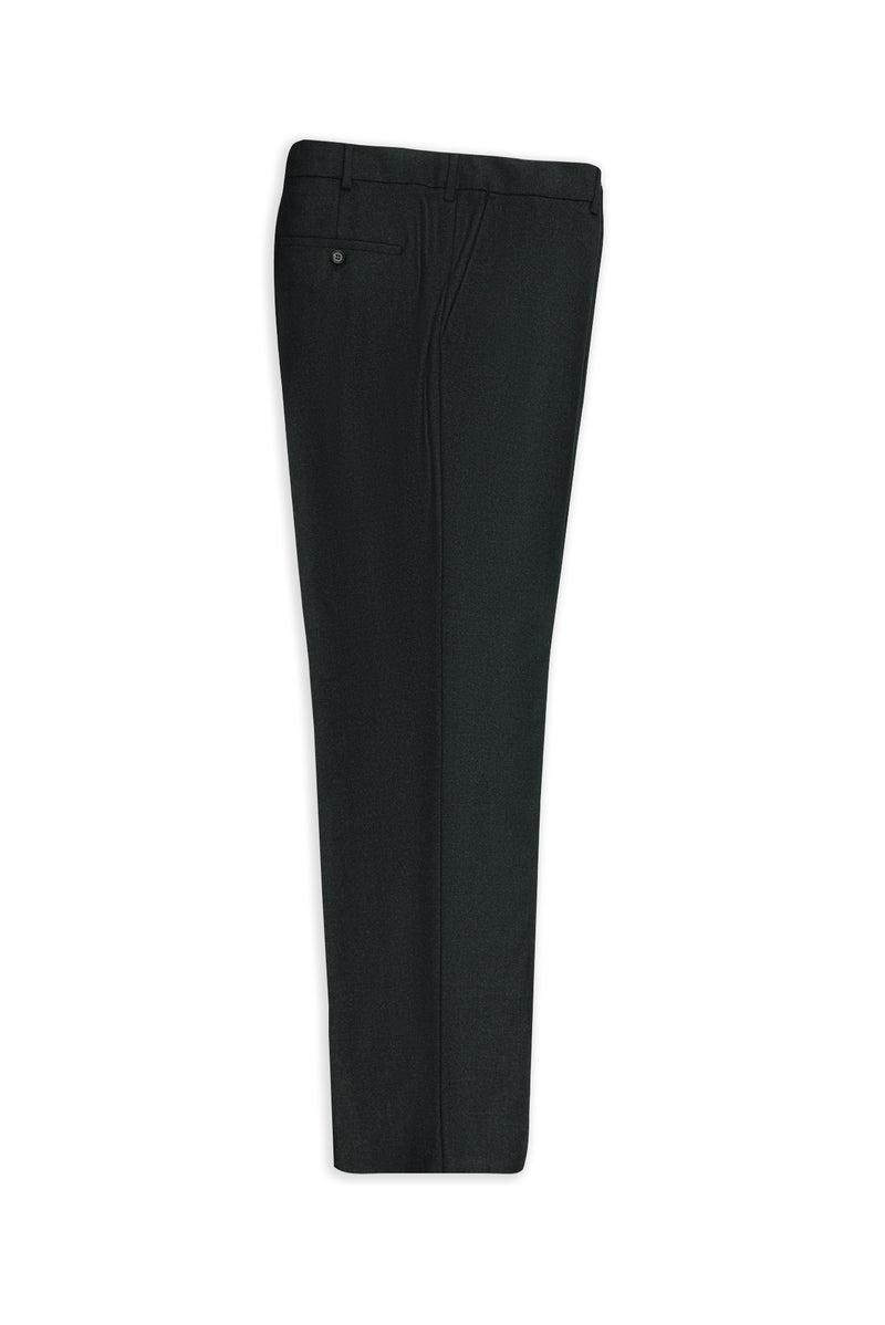 Koyu Haki 6 Drop Regular Fit Standart Kesim Yünlü Ka?mirli Flanel Klasik Kuma? Pantolon-Abdullah Ki??l?