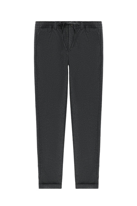 Koyu Füme Super Slim Fit Ekstra Dar Kesim Beli Lastikli İpli Yünlü Klasik Kumaş Pantolon