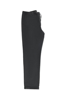 Koyu Füme Regular Fit Beli Lastikli İpli Yünlü Klasik Kumaş Pantolon