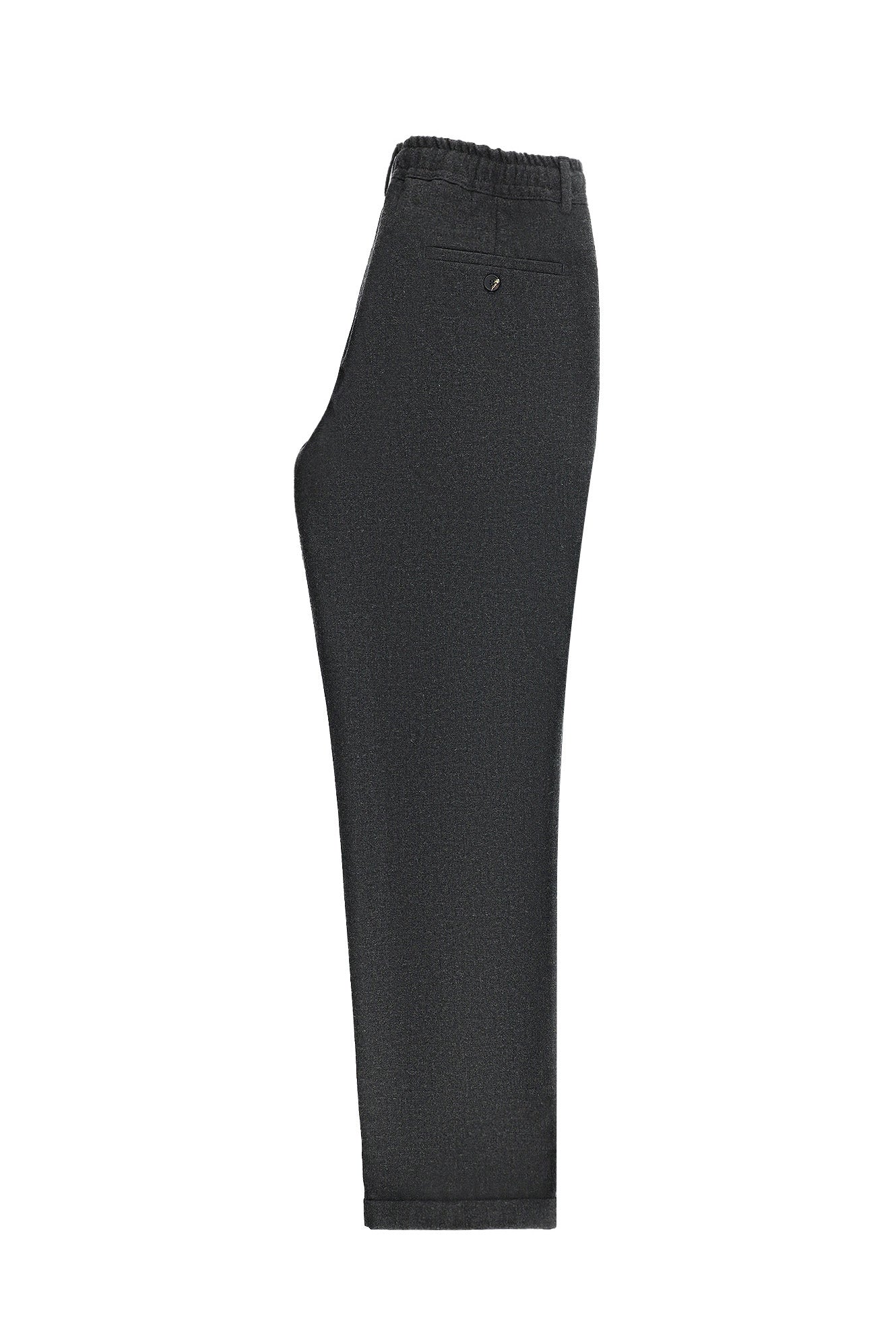 Koyu Füme Regular Fit Beli Lastikli İpli Yünlü Klasik Kumaş Pantolon