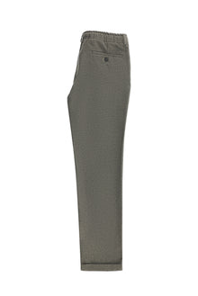 Orta Kahve Super Slim Fit Ekstra Dar Kesim Beli Lastikli İpli Yünlü Klasik Kumaş Pantolon