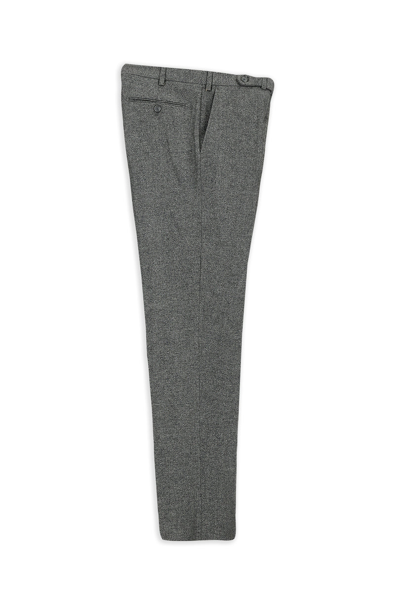 Koyu Füme 6 Drop Regular Fit Standart Kesim Desenli Yünlü Flanel Klasik Pantolon