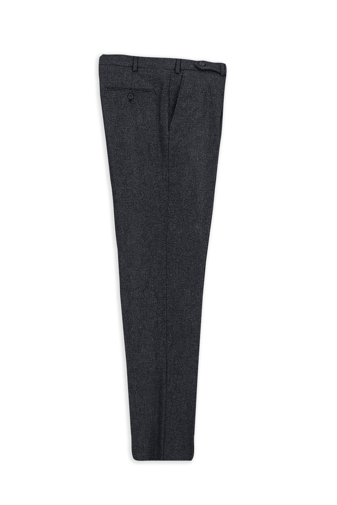 Koyu Lacivert 6 Drop Regular Fit Standart Kesim Desenli Yünlü Flanel Klasik Pantolon-Abdullah Ki??l?