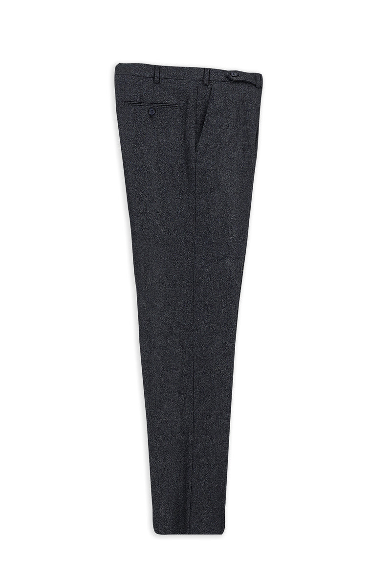 Koyu Lacivert Regular Fit Yünlü Flanel Klasik Pantolon