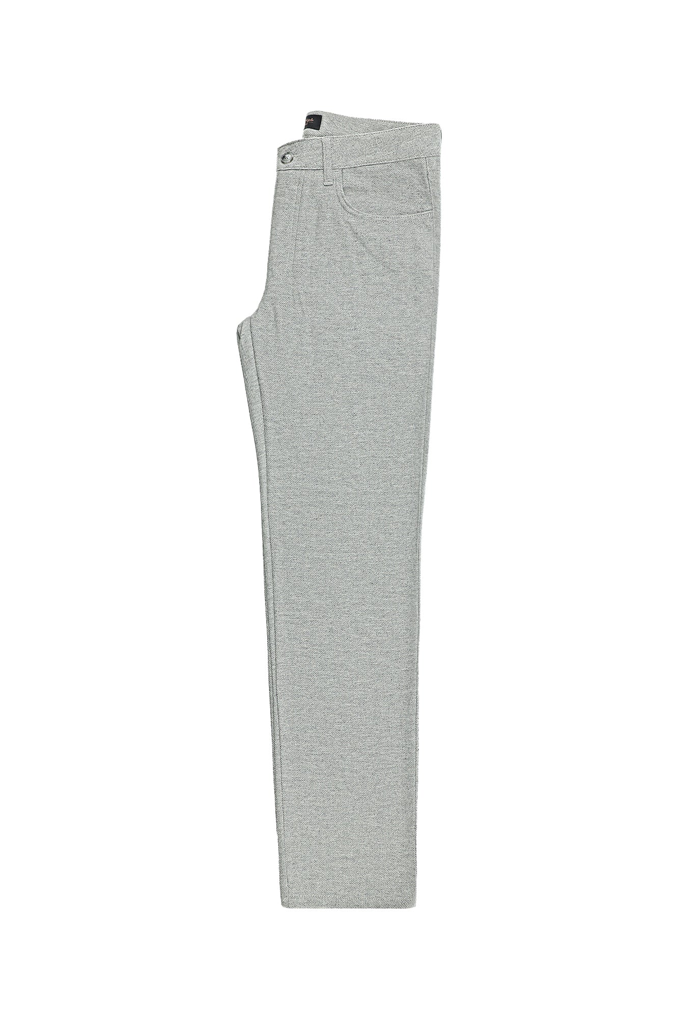 Açık Gri Slim Fit Dar Kesim Çizgili Yünlü Kumaş Pantolon