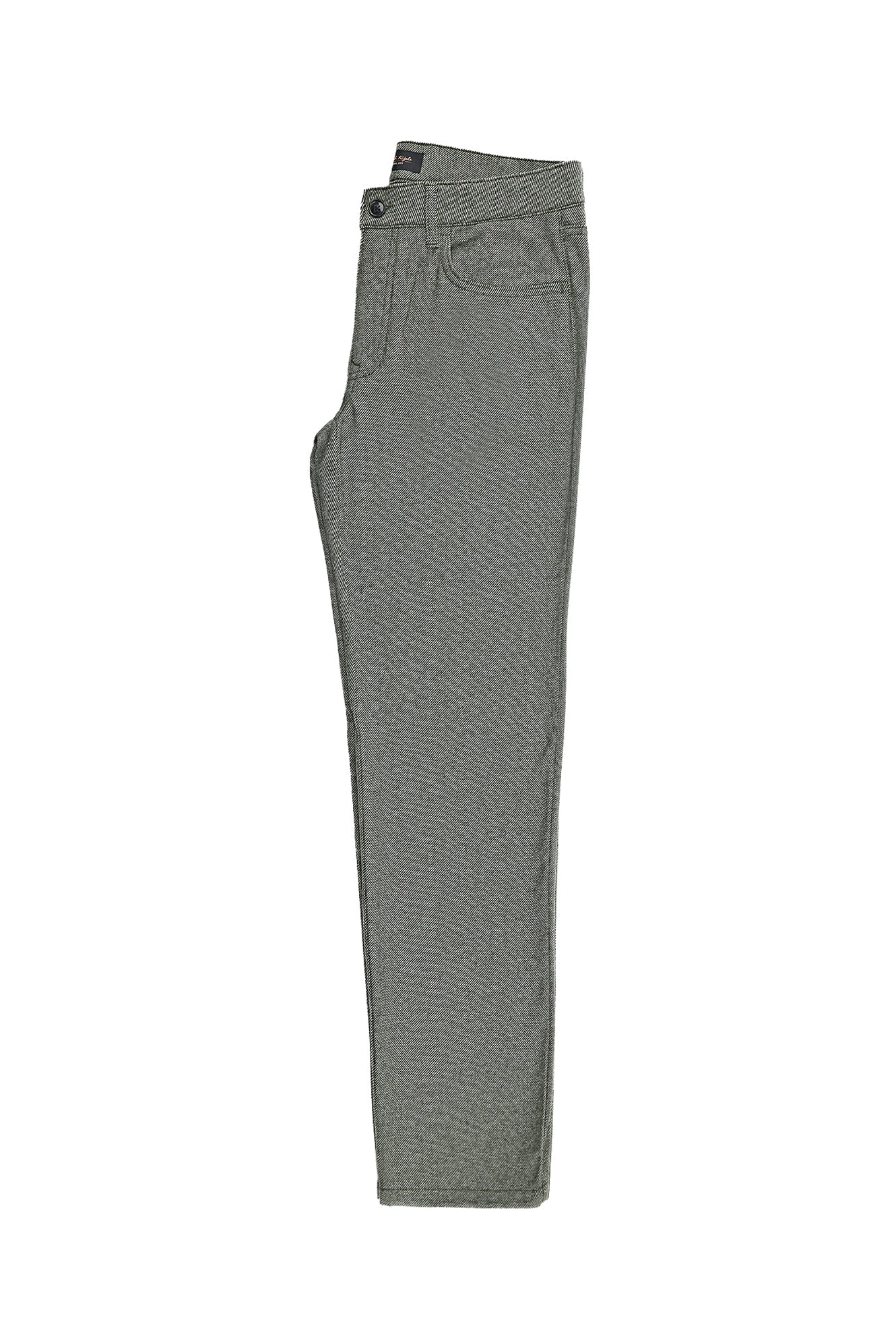Orta Haki Slim Fit Dar Kesim Çizgili Yünlü Kumaş Pantolon