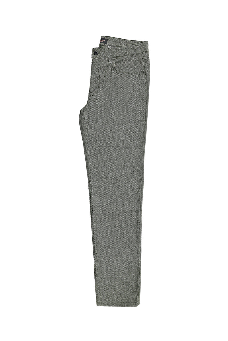 Orta Haki Slim Fit Dar Kesim Çizgili Yünlü Kumaş Pantolon