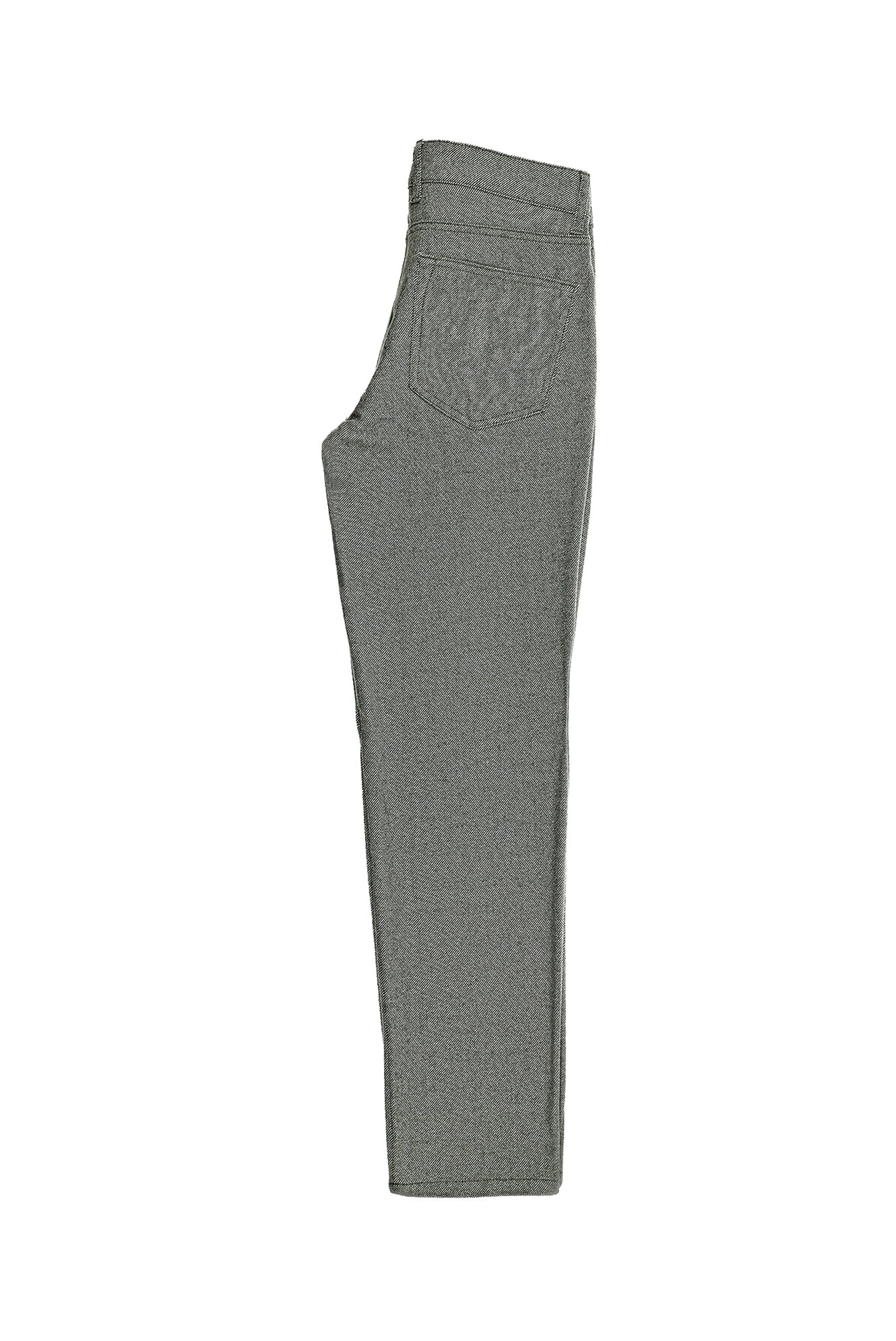 Orta Haki Slim Fit Dar Kesim Çizgili Yünlü Kumaş Pantolon
