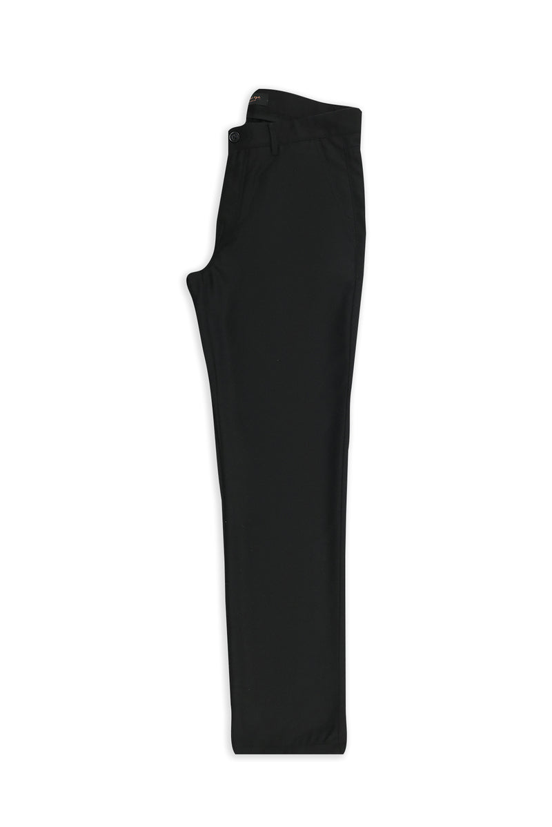 Siyah 7 Drop Slim Fit Dar Kesim Yünlü Yandan Cepli Klasik Flanel Pantolon