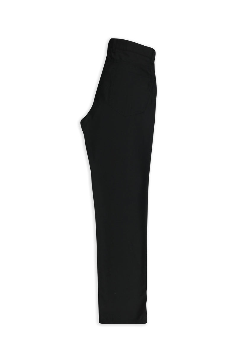 Siyah 7 Drop Slim Fit Dar Kesim Yünlü Yandan Cepli Klasik Flanel Pantolon