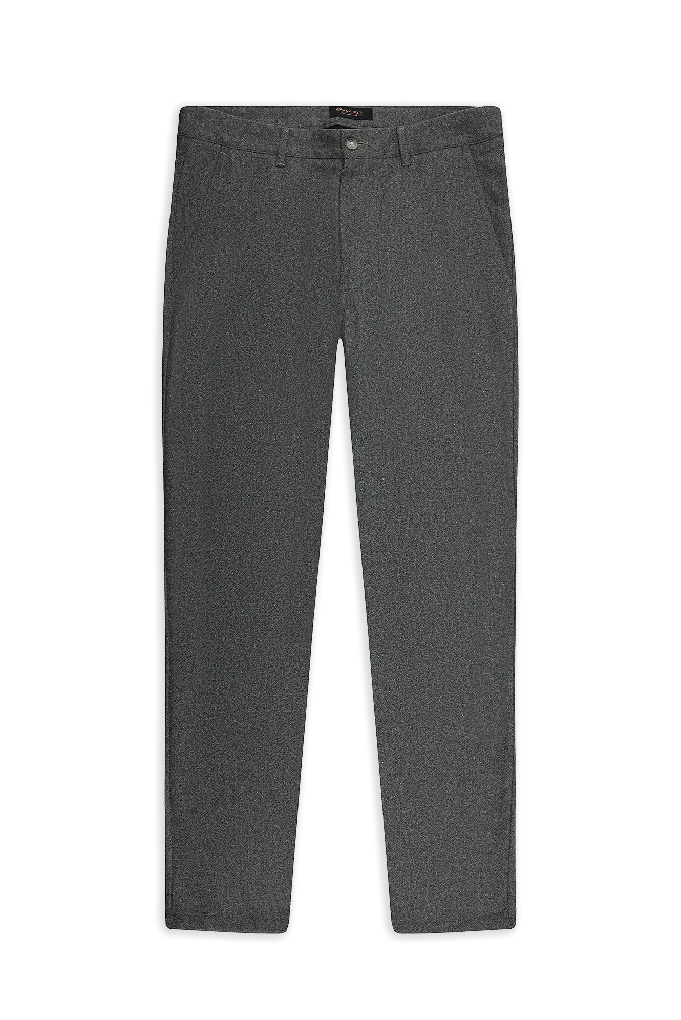 Orta Füme 7 Drop Slim Fit Dar Kesim Yünlü Yandan Cepli Klasik Flanel Pantolon