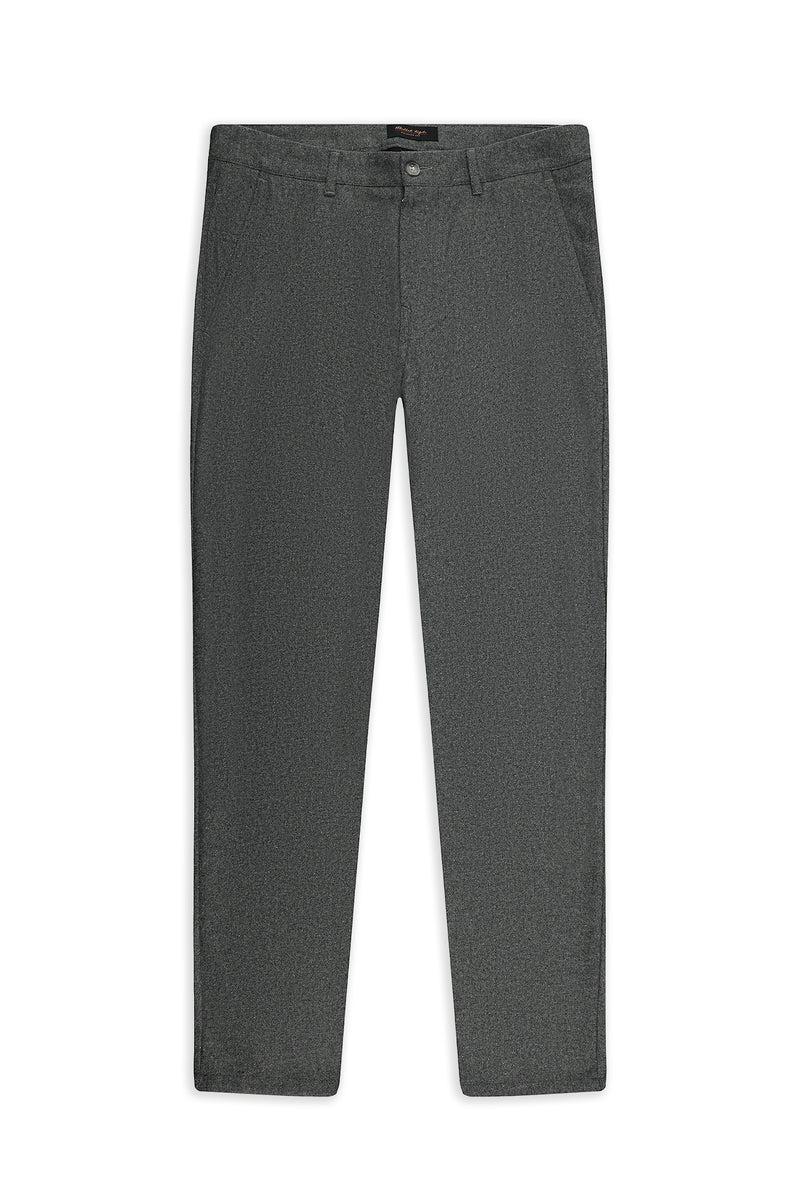 Orta Füme 7 Drop Slim Fit Dar Kesim Yünlü Yandan Cepli Klasik Flanel Pantolon