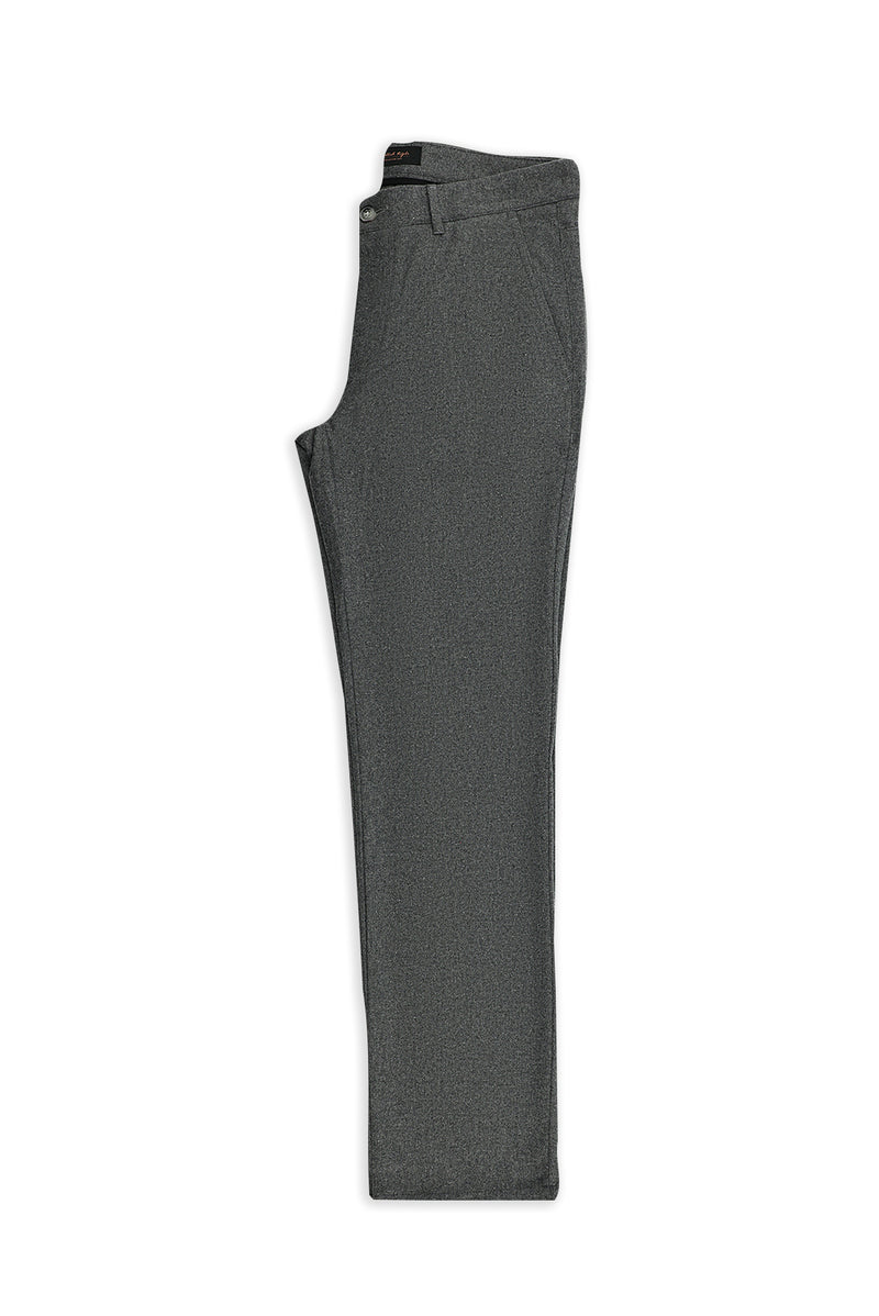 Orta Füme 7 Drop Slim Fit Dar Kesim Yünlü Yandan Cepli Klasik Flanel Pantolon