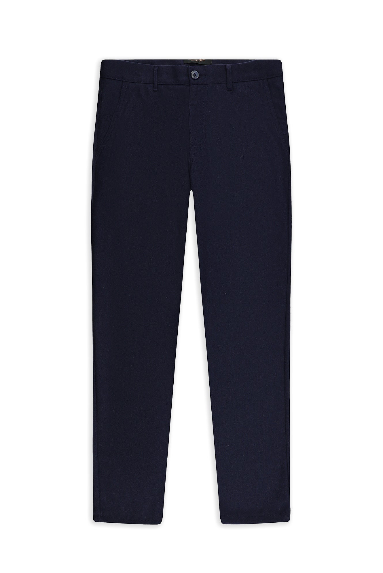 Koyu Lacivert 7 Drop Slim Fit Dar Kesim Yünlü Yandan Cepli Klasik Flanel Pantolon