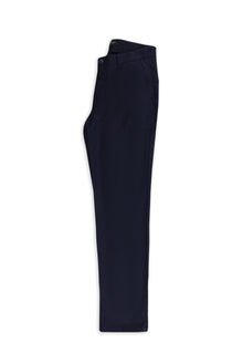 Koyu Lacivert 7 Drop Slim Fit Dar Kesim Yünlü Yandan Cepli Klasik Flanel Pantolon