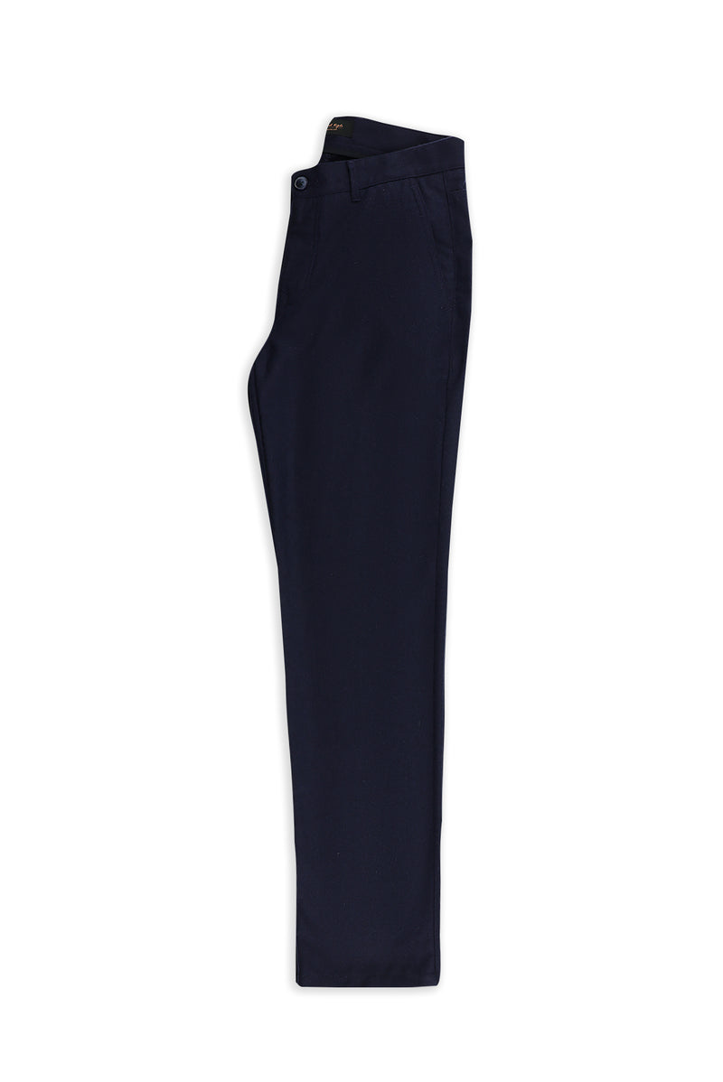 Koyu Lacivert 7 Drop Slim Fit Dar Kesim Yünlü Yandan Cepli Klasik Flanel Pantolon