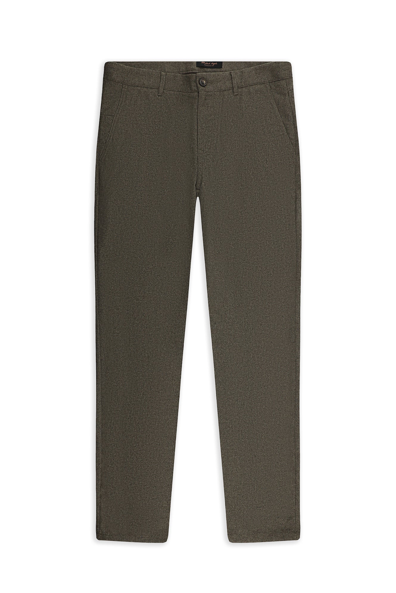 Orta Kahve 7 Drop Slim Fit Dar Kesim Yünlü Yandan Cepli Klasik Flanel Pantolon