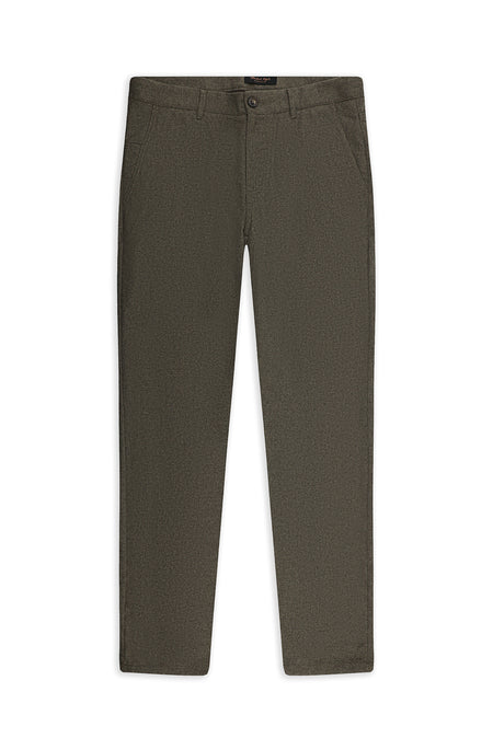 Orta Kahve 7 Drop Slim Fit Dar Kesim Yünlü Yandan Cepli Klasik Flanel Pantolon