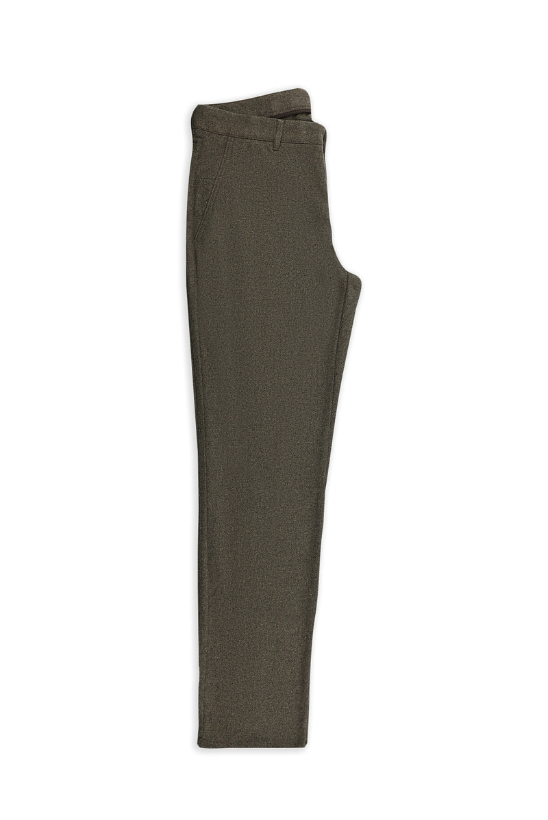 Orta Kahve 7 Drop Slim Fit Dar Kesim Yünlü Yandan Cepli Klasik Flanel Pantolon