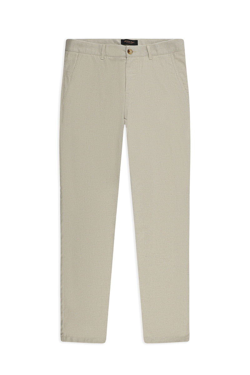 Açık Bej 7 Drop Slim Fit Dar Kesim Yünlü Yandan Cepli Klasik Flanel Pantolon