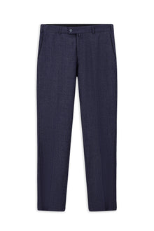Koyu Lacivert Regular Fit Desenli Yünlü Flanel Klasik Pantolon