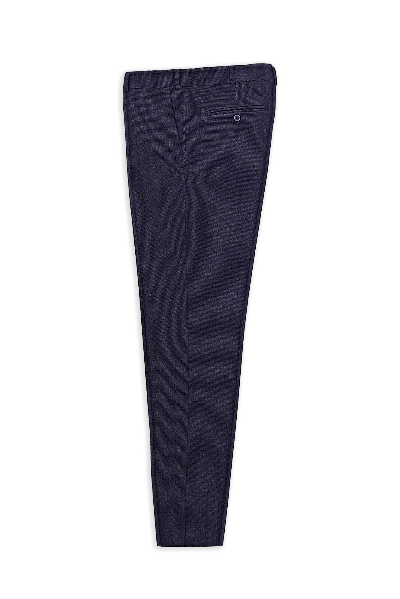Koyu Lacivert Regular Fit Desenli Yünlü Flanel Klasik Pantolon