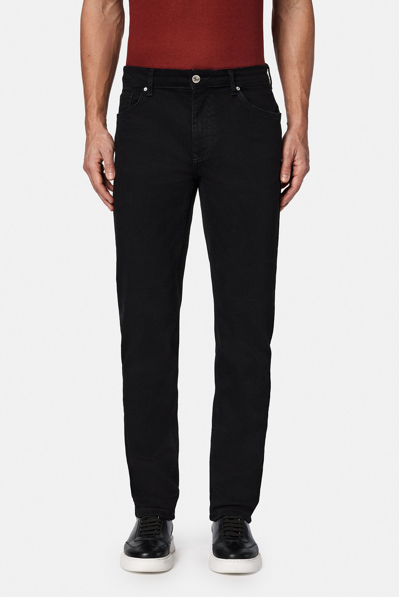 Siyah Regular Fit Standart Kesim Likral? 5 Cep Denim Pantolon-Abdullah Ki??l?