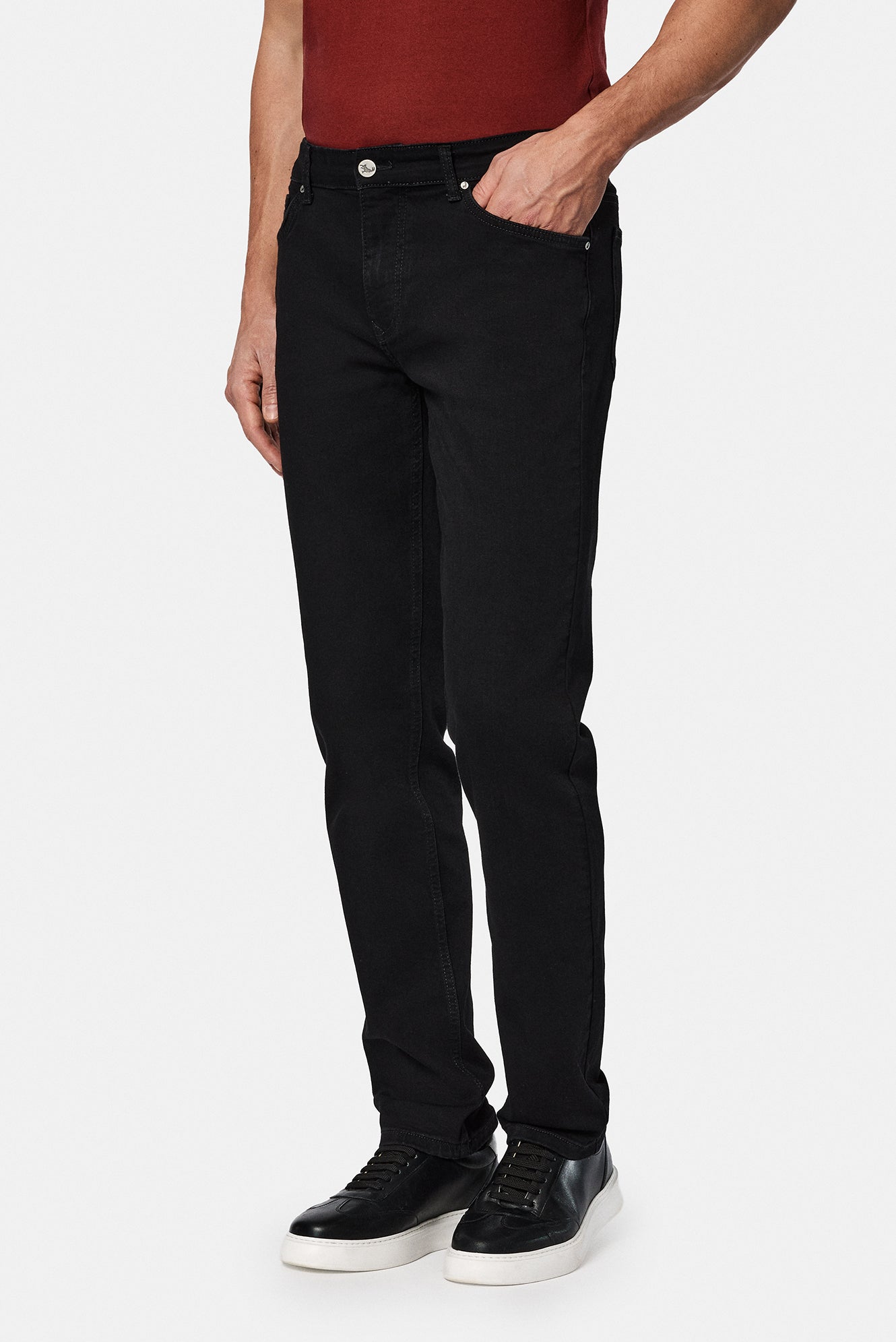 Siyah Regular Fit Standart Kesim Likral? 5 Cep Denim Pantolon-Abdullah Ki??l?